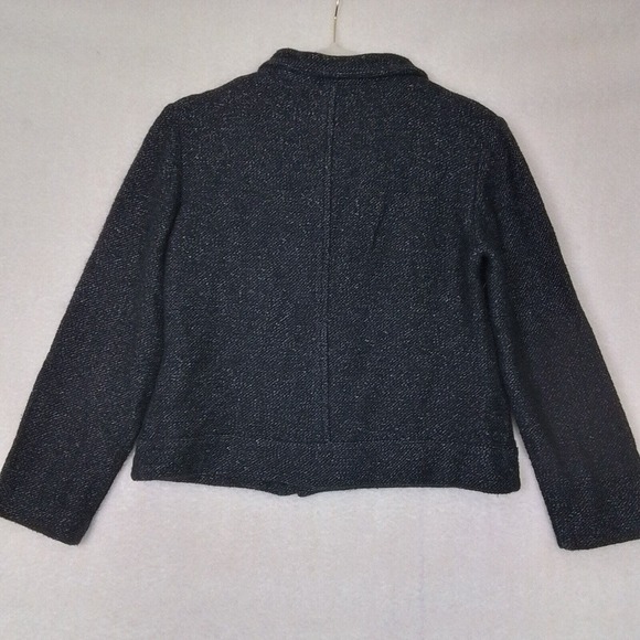 LOFT Casual Off Center Zip Knit Jacket Blazer Size Small Petite in Black, White - Picture 2 of 10